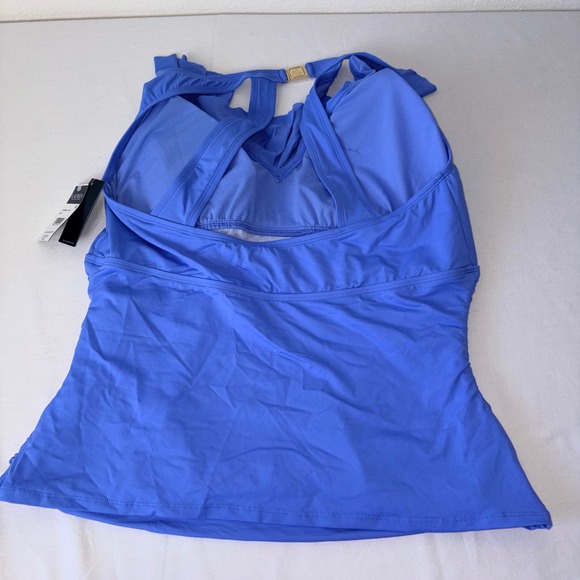 Lauren Ralph Lauren Sky Blue Ruffle Halter Tankini Top Plus Size 20W new - Picture 3 of 10